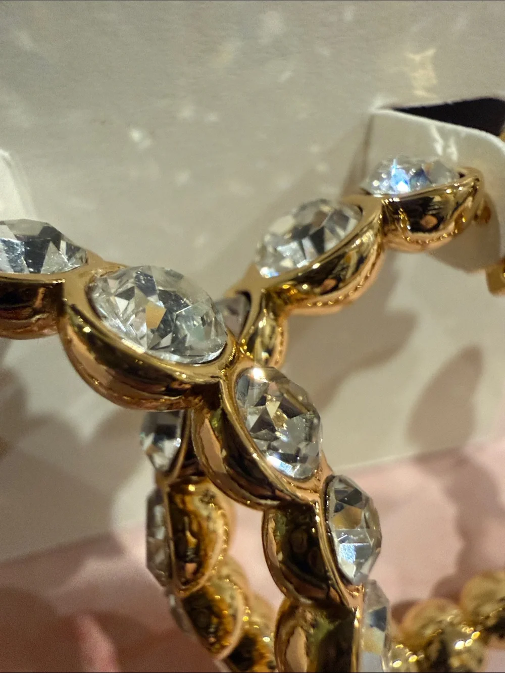 Tory Burch | Gold Plated Crystal Hoop Earrings | Large